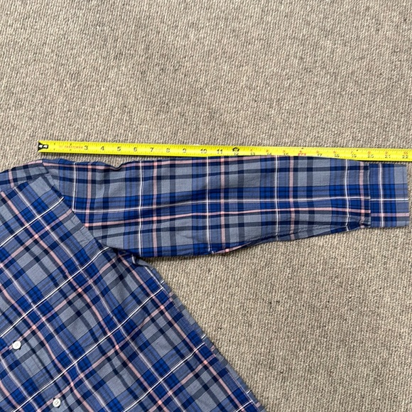 TAILORBYRD BOYS BLUE & PINK PLAID COTTON BUTTON DOWN SHIRT W/ CONTRASTING CUFFS - Picture 8 of 9